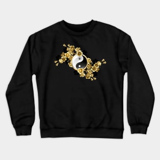 Yin yang symbol with golden sakura Crewneck Sweatshirt